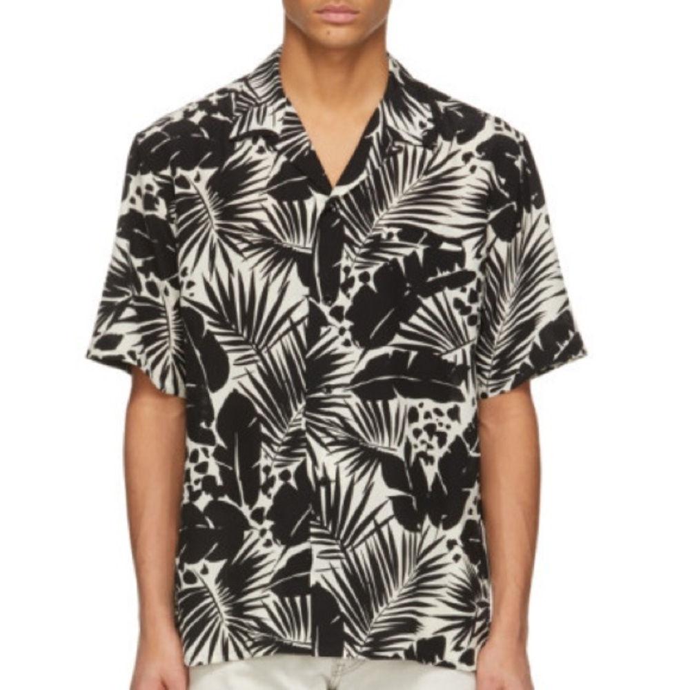 Saint Laurent Paris Silk Button Down Shirt